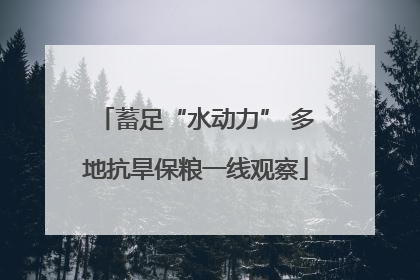 蓄足“水动力” 多地抗旱保粮一线观察