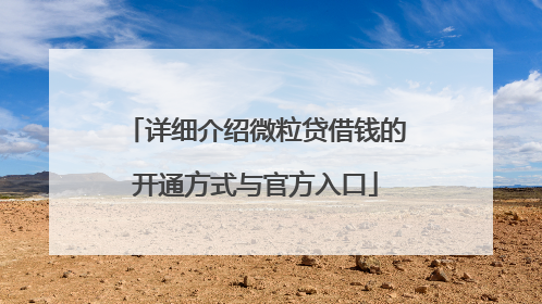 详细介绍微粒贷借钱的开通方式与官方入口