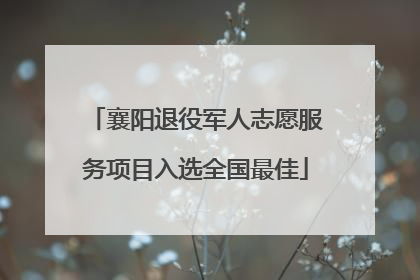 襄阳退役军人志愿服务项目入选全国最佳