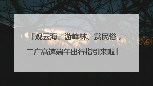 观云海、游峰林、赏民俗，二广高速端午出行指引来啦