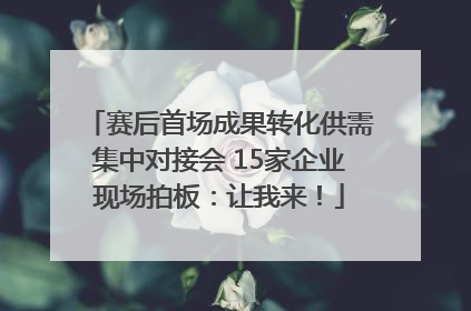 赛后首场成果转化供需集中对接会 15家企业现场拍板：让我来！