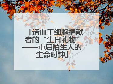造血干细胞捐献者的“生日礼物”——重启陌生人的生命时钟