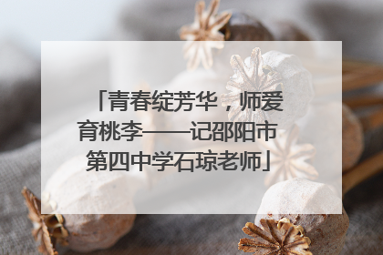 青春绽芳华，师爱育桃李——记邵阳市第四中学石琼老师