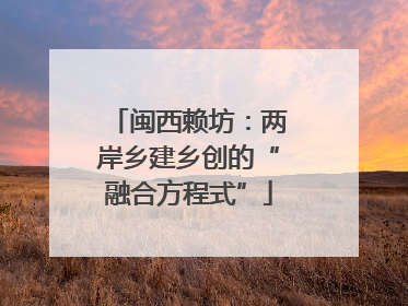 闽西赖坊：两岸乡建乡创的“融合方程式”