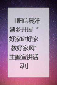 阳信县洋湖乡开展“好家庭好家教好家风”主题宣讲活动