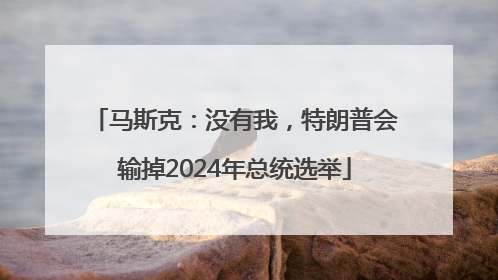 马斯克：没有我，特朗普会输掉2024年总统选举
