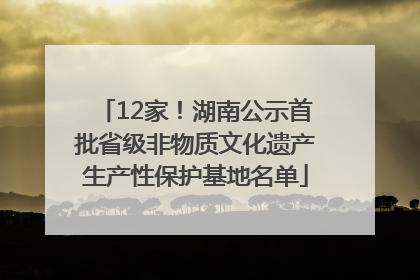 12家！湖南公示首批省级非物质文化遗产生产性保护基地名单