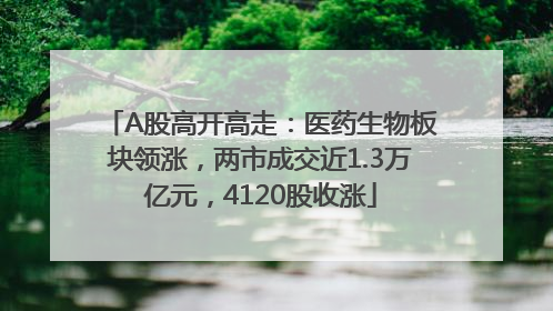 A股高开高走：医药生物板块领涨，两市成交近1.3万亿元，4120股收涨
